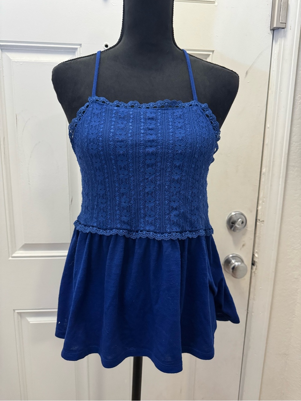 Women’s Royal Blue Crochet Bodice Tank Top 0530